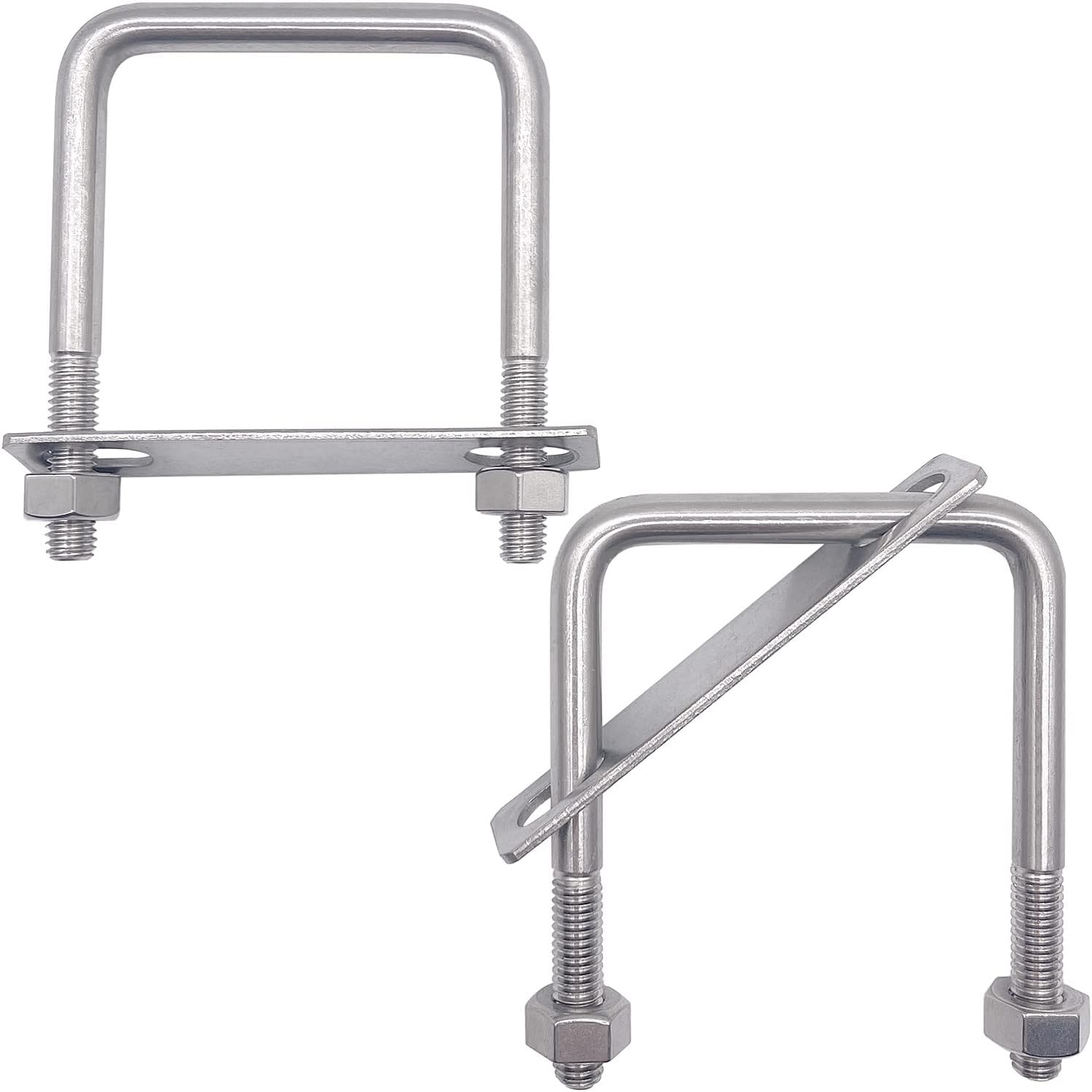2 Pz Bullone a U quadrato 3/816 107x95mm U Bolt in Acciaio Inox 304