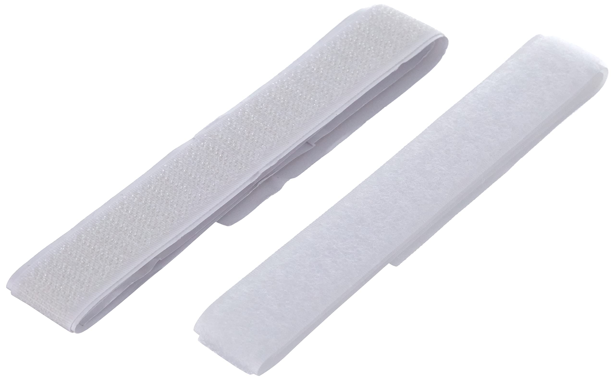 KORBOND Hook and Loop Tape White – 2cm x 50cm Stick & Sew Fastener, Self Adhesive & Sew On Strips, Reusable Mounting for Fabric to Hard Surfaces