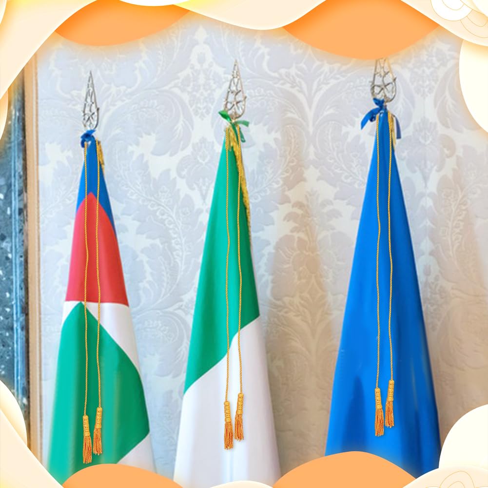 MAYJOYDIY Cordoncino intrecciato dorato, 2,76 m, con nappe, cordoncino decorativo intrecciato in poliestere e seta, per tende, drappeggio, per esterni, casa, interni