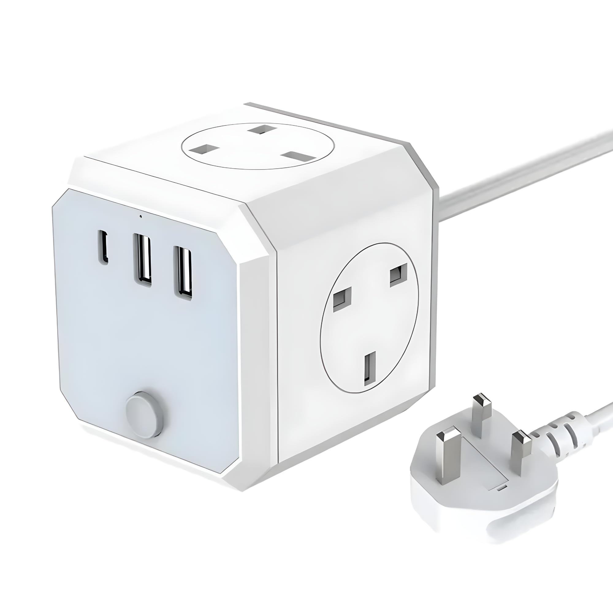 ROKXY Wall Cube - Extension Cube - Multi Plug Wall Tray - Plug Charger Adapter - Power Strip - Extenion Series For Phones, Tablets, Laptops, Socket Plugs UAE/UK With Fuse (Extension Cube)