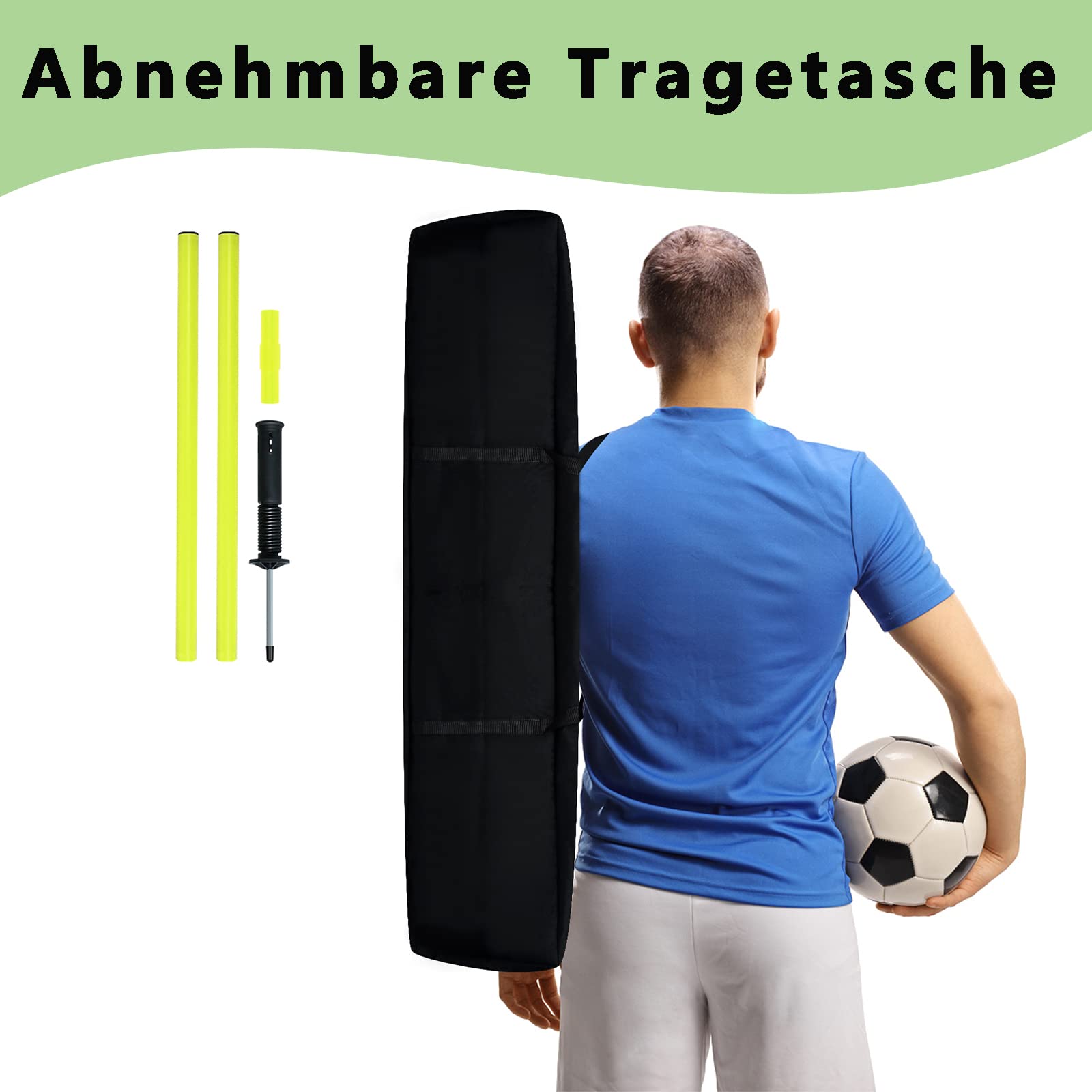 XMTECH Juego de 6 barras de slalom de 1,8 m con punta de metal de 10 cm de largo y bolsa de transporte, barras de agilidad para entrenamiento de fútbol