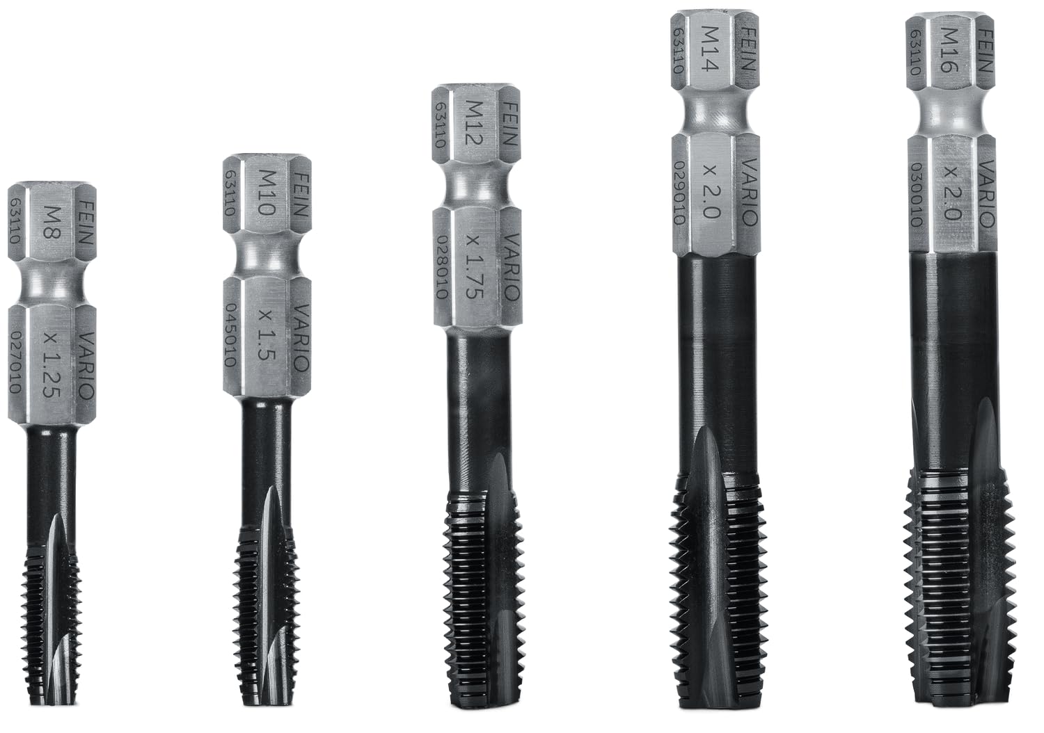 Set de tarauds VARIO FEIN M8 à M16 pour trous de passage performants
