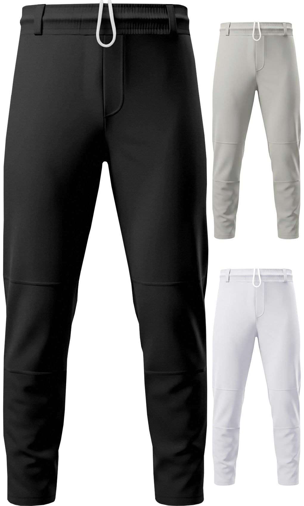 Exxact Sports Pull-Up Youth Baseball Pants with Adjustable Drawstring, Full-Length, No-Fly, Open Bottom Boys Baseball Pants