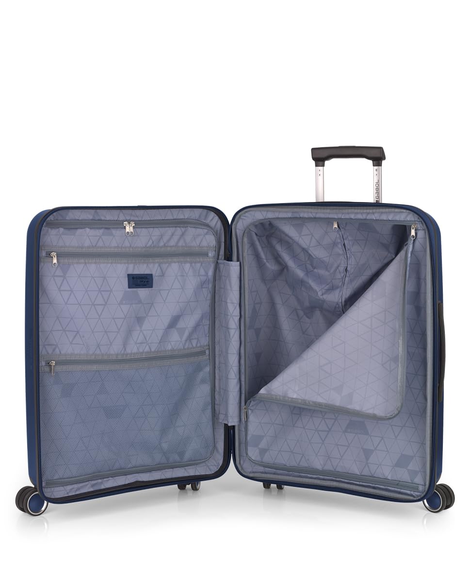 Gabol - Maleta Mediana Expandible Brooklyn 45x65x27/30 cm - Equipaje Ligero 3,4kg con Capacidad 70/77,8L - 4 Ruedas Dobles 360° y Cerradura TSA - Diseño Español en Polipropileno - Azul