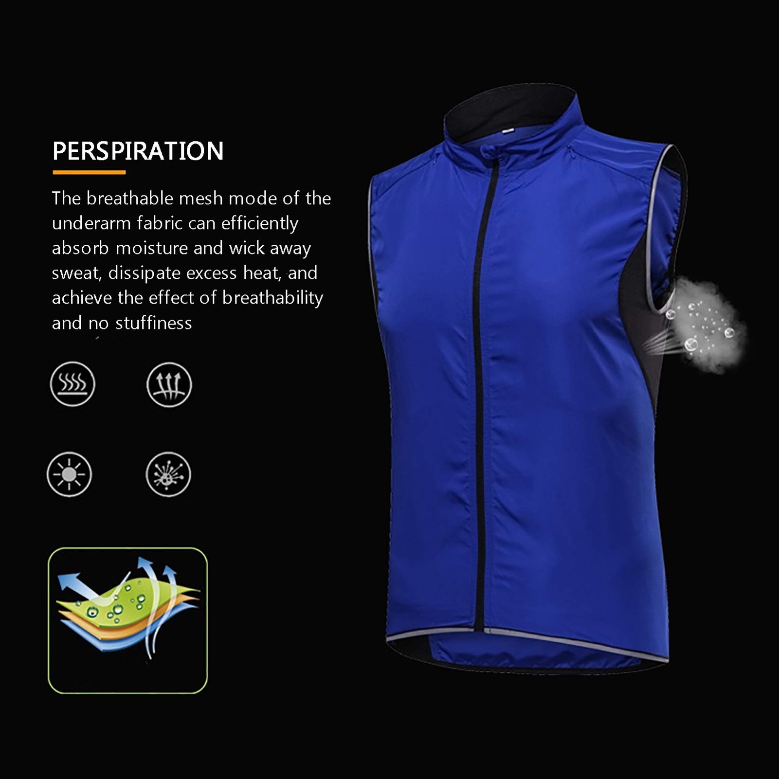 LXC Hombres Chaleco Ciclismo Sin Mangas Impermeable Antiviento Chaleco MTB con Tira Reflectante (Color : Purple, Size : 3XL)