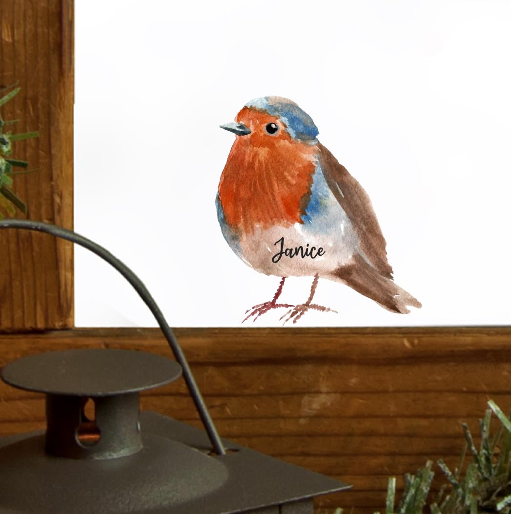 Quotemywall Personalised Robin Quote My Wall Christmas Window Sticker Trees - Snowy Decorations For Home Shop Windows For Kids, Children's Festive Holiday Art Removable (Personalised Robin)