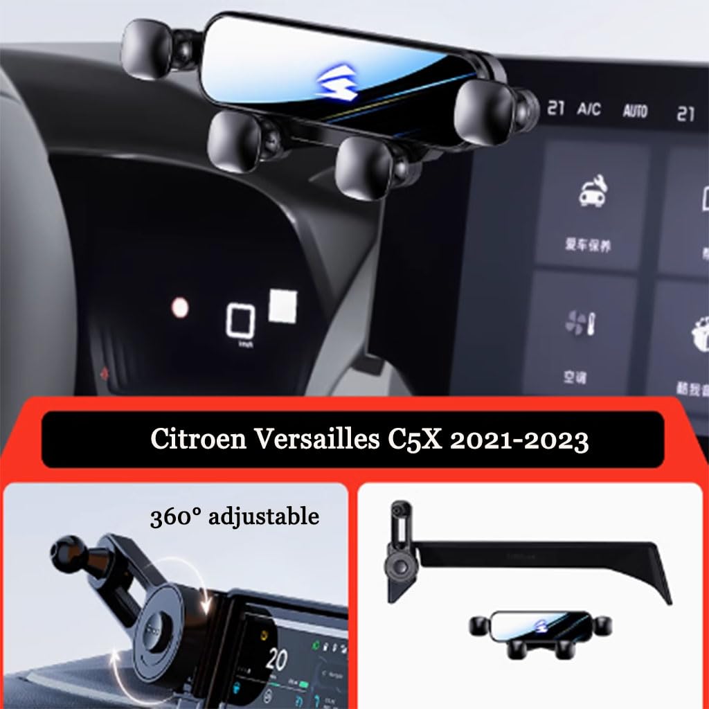 Supporto Telefono Auto per Citroen Versailles C5X 2021-2023, Porta Cellulare Auto Cruscotto Bocchette 360° Rotazione Accessori Auto