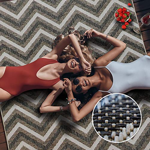 casa pura Outdoor Mats for Garden - Outdoor Rug | Flat Weave Rugs | Ideal for Patio, Terrace or Balcony | Clyde | Polypropylene Rug | Chevron - 160 x 230 cm