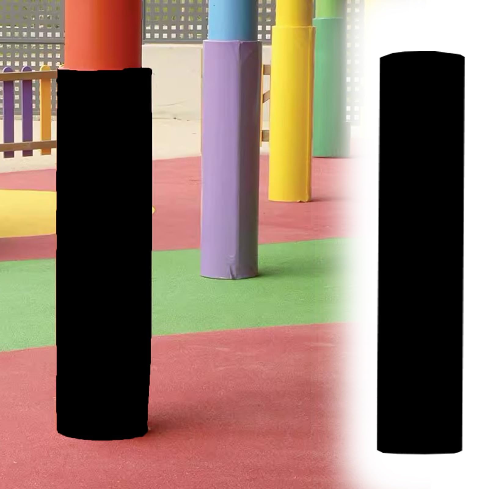 All Weather Round Column Pole Padding, Safety Pole Wrap Column Cover for Community/Playground, Professional Pole Anti-collision Protector Pad(Black,Dia-3.5"/8.9cm)