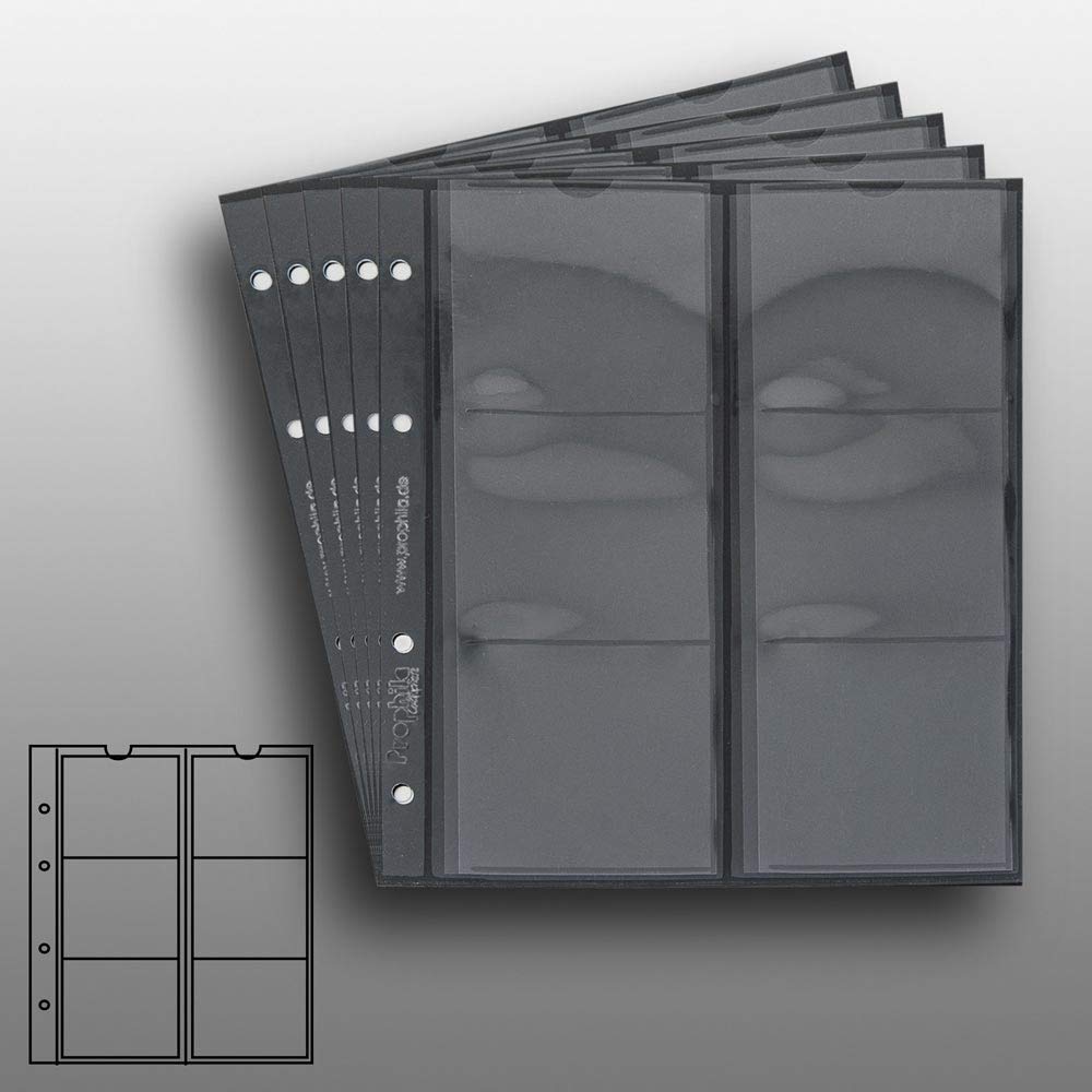 5 Prophila Coin Sheets, 6 Pockets up to 64 mm Diameter