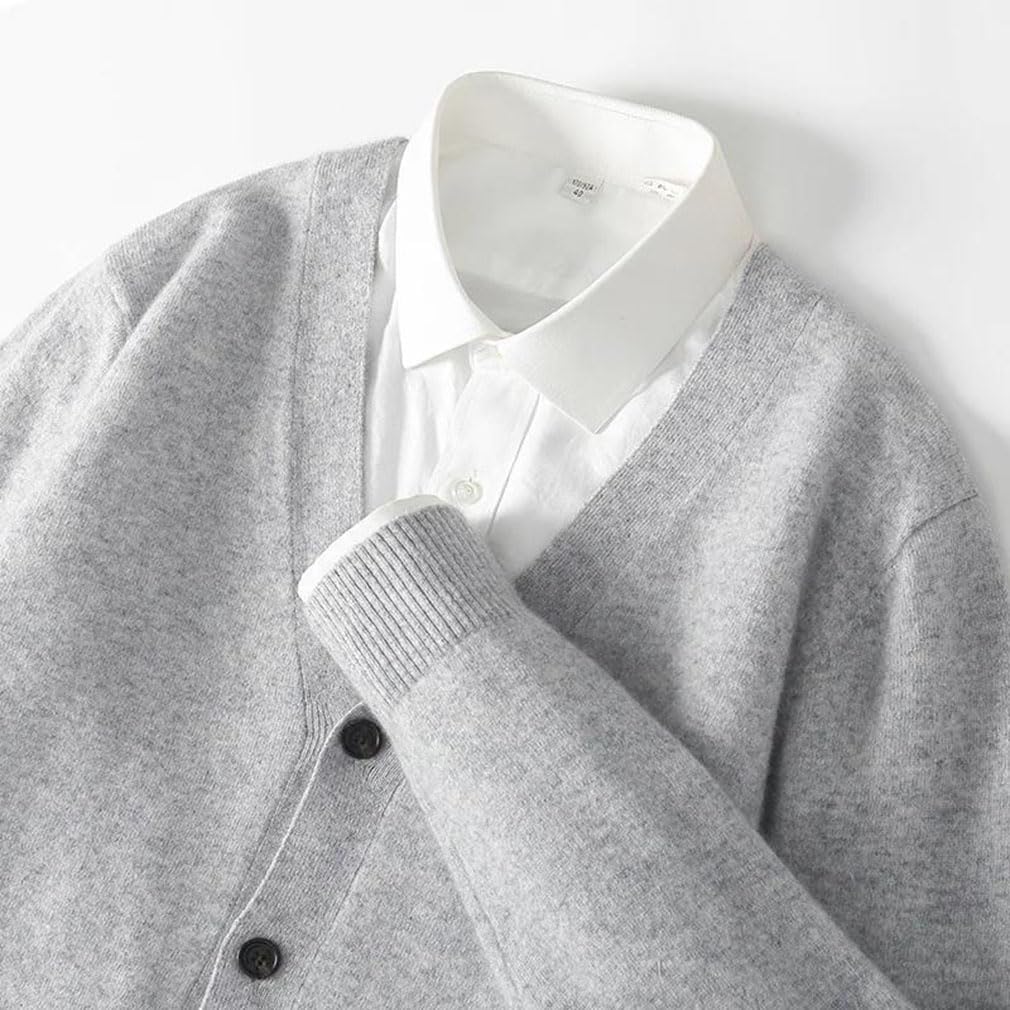 Knitted Open Cardigan Men's V-Neck Thin Loose Sweater Outerwear Casual Jumper