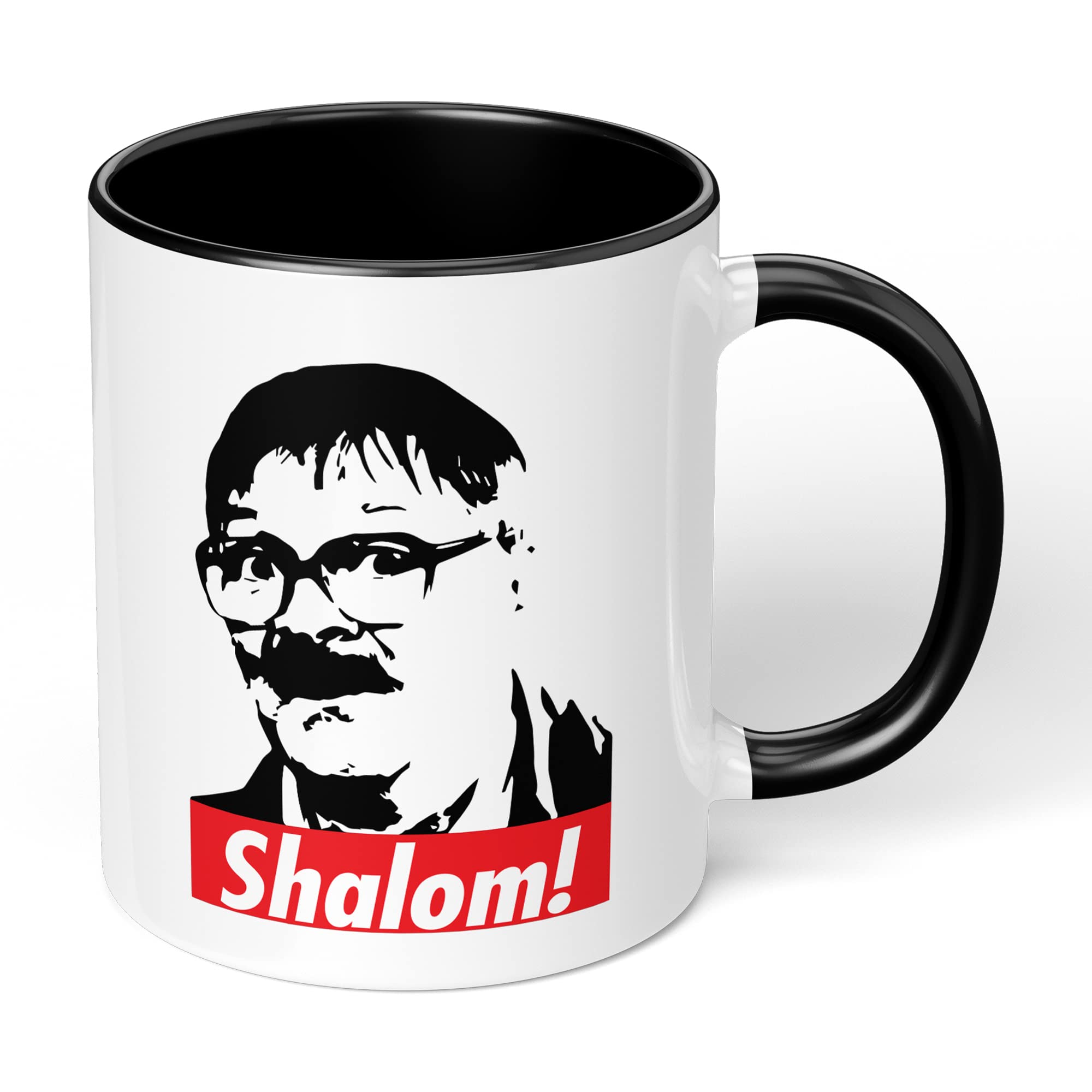 Print Maniacs Shalom Mug Gift Christmas Birthday Funny Friday Night Dinner Jim BW Present (Black Fill Mug)