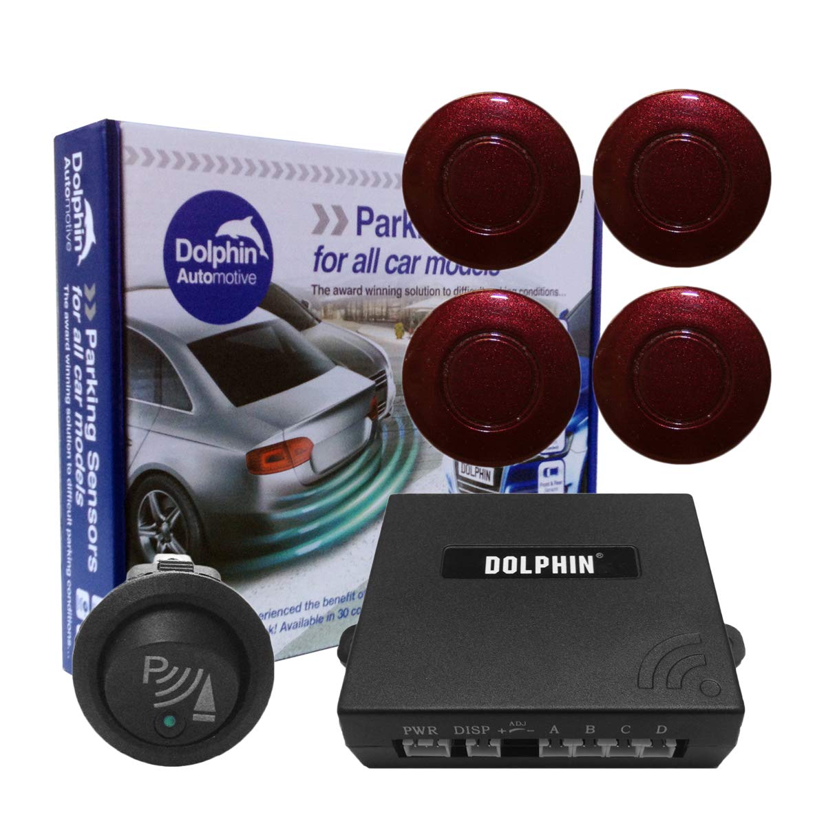 Dolphin Car Van Front Parking Sensors With Longer 6m Leads and Parking Switch in 32 Coloured Options UK (Electric Blue) — view 31