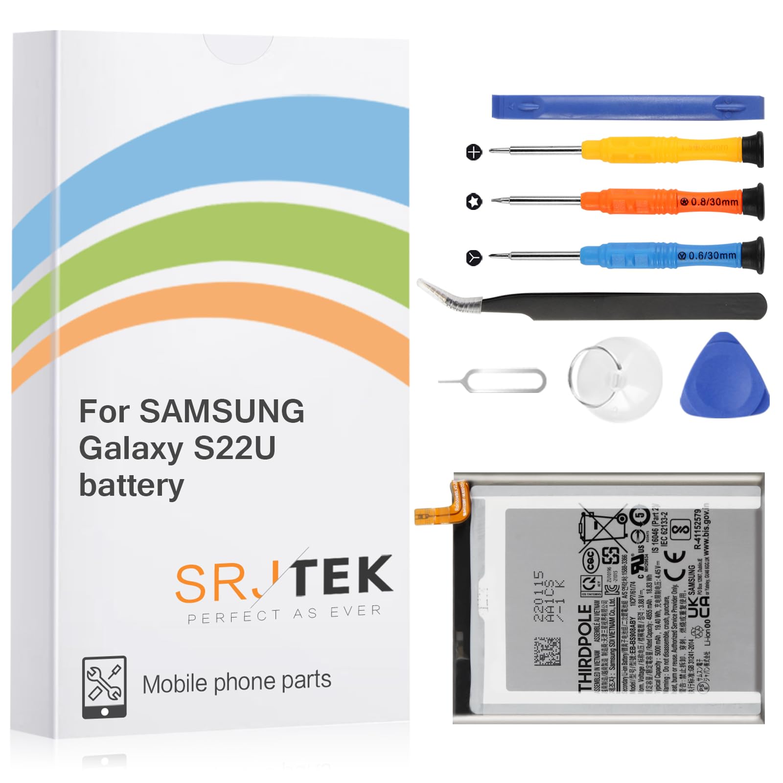 THIRDPOLE Original Battery for Samsung Galaxy S22 Ultra 5G SM-G998 5000mAh Battery Replacement Standard Capacity Battery Include Complete Repair Tools