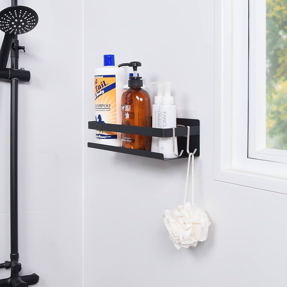 浴室用ラック 壁掛け 強力粘着固定 穴無し設置可 バス 収納ラック 30cm Amazon｜強力粘着 収納ラック シャンプーバスケット シャワー