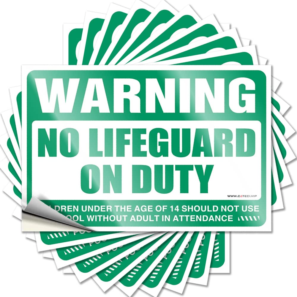 Sign Cute for Adult Warning No Lifeguard On Duty Cup Tumbler Waterproof Indoors & Out | Bar Vintage Stickers Tumblers(8X12CM-10Pcs)