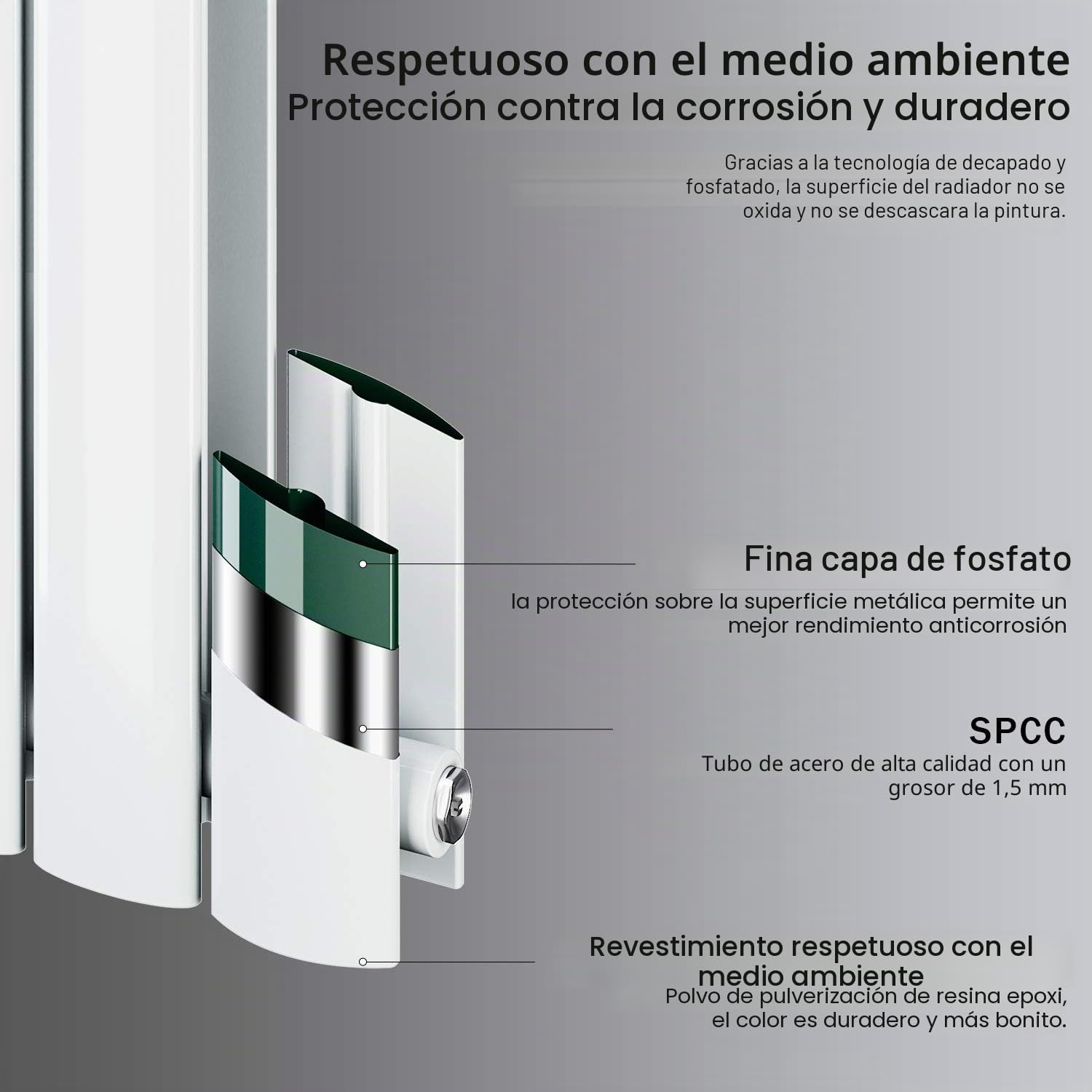 ELEGANT Radiador de panel vertical 1800 x 465 mm de una capa, blanco, con conexión central, radiador de baño, radiador vertical, diseño plano