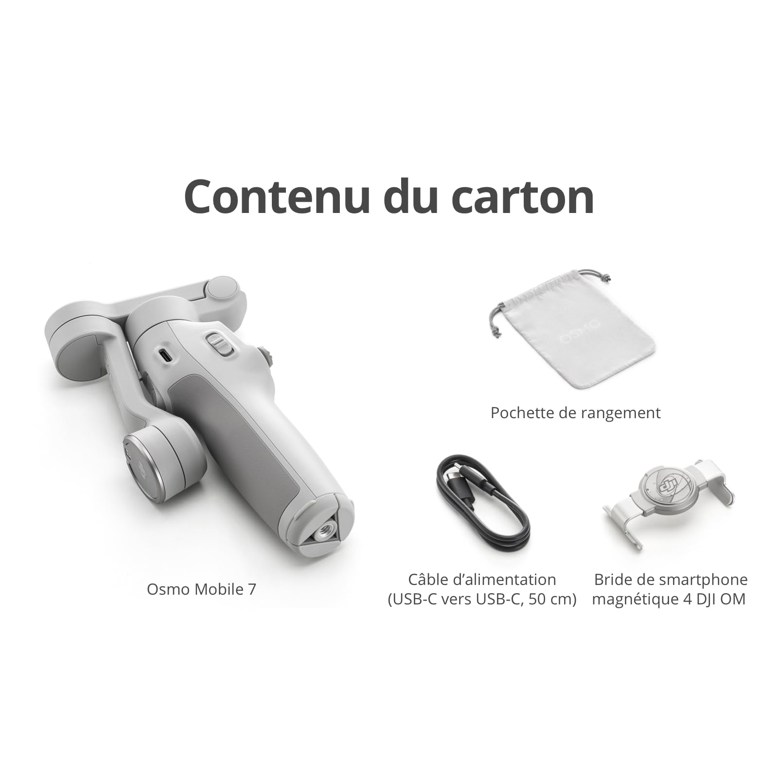 DJI Stabilisateur Nacelle Osmo Mobile 7 pour iPhone, Android, Trépied intégré, Ultra-léger, Nacelle pour téléphone à 3 Axes, ActiveTrack 7.0, ShotGuides, Édition en Un Seul clic