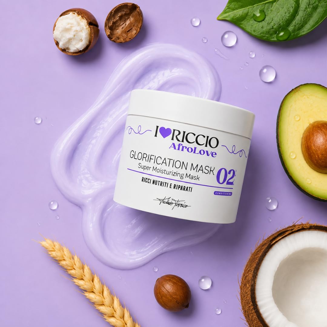I Love kręcone Glorification maska super nawilżająca maska AfroLove naprawia i wzmacnia włosy, przeznaczona do włosów Afro, z masłem shea i olejem awokado, 500 ml