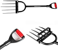 Vista 7 de Horquilla resistente de 5 dientes para jardinería - Horquilla de excavación de mango largo, garra desmalezadora de jardín