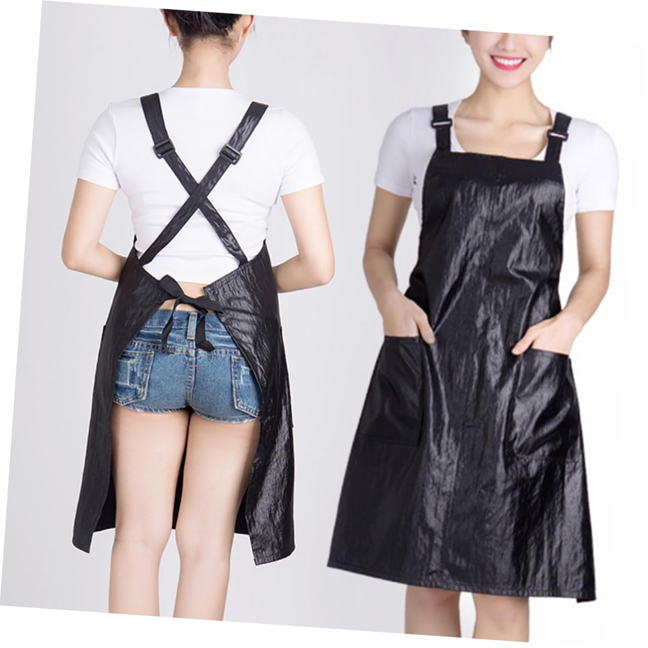 NULYLU Professional Waterproof Black Apron Pockets for Hair Stylist Salon Chef