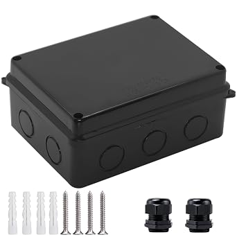 Electrical Box, Outdoor Waterproof Box IP65 Junction Box with Reserved Holes,ABS Plastic Project Box Power Cord Enclosure Black Outer Size 5.9 x 4.3 x 2.8 inch150x110x70mm