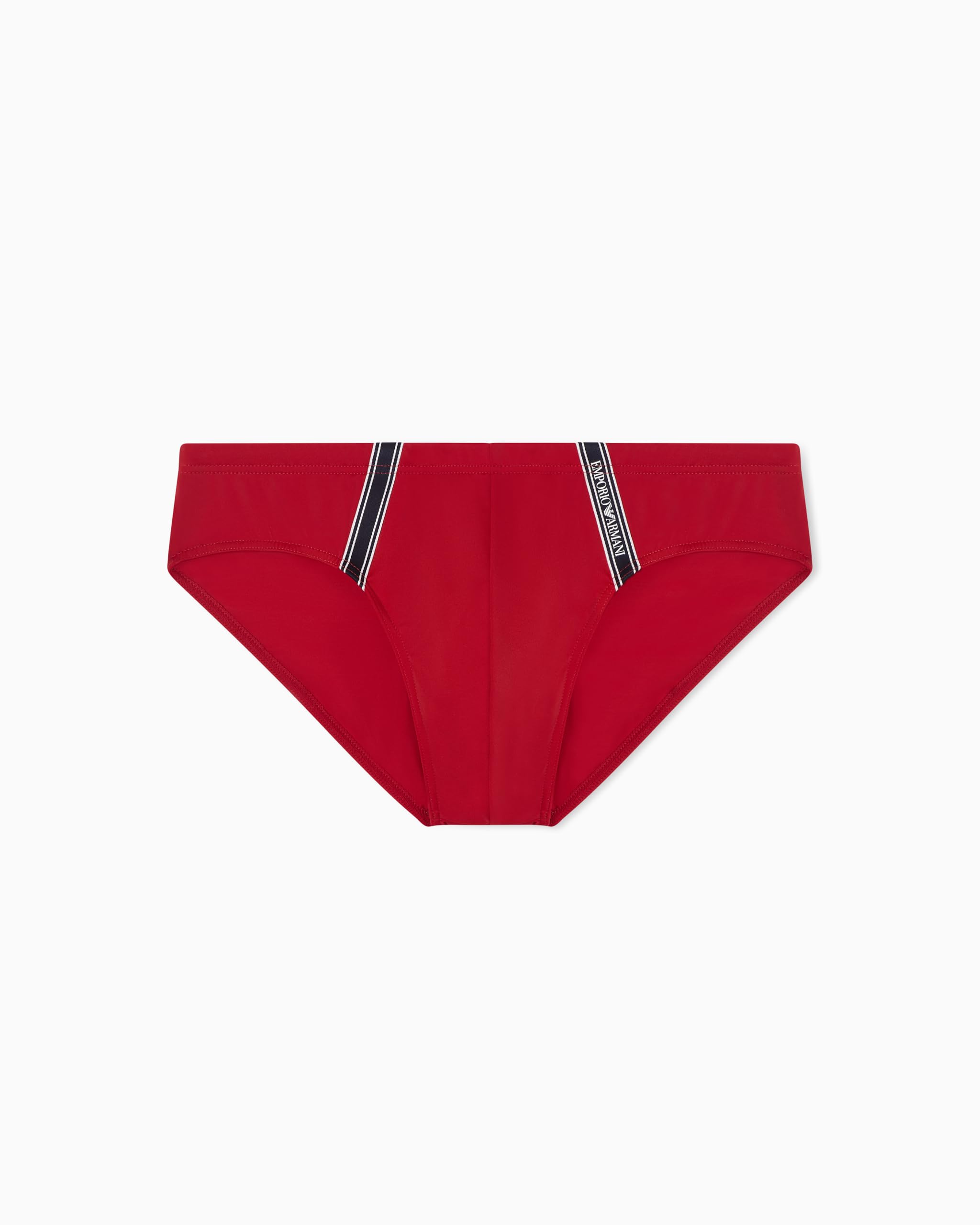 Emporio Armani Red Swim Briefs With Logo Tape