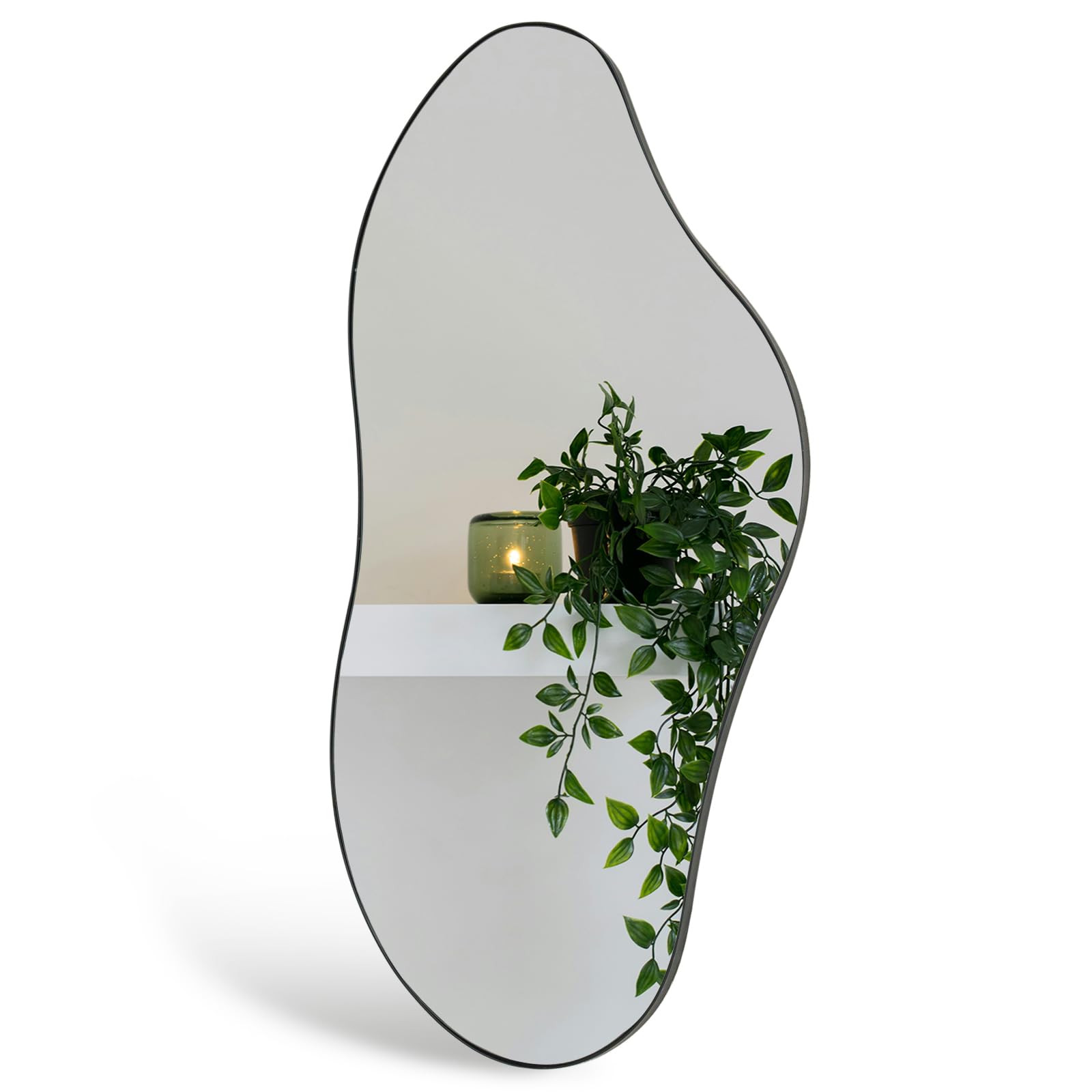 Sponsored Ad – Wall Mounted Bathroom Mirror, Black Metal Framed Irregular Mirror for Living Room, 98 x 45 CM Hanging Mirrors for Walls Make up Dressing Mirrors for Bedroom Hallway