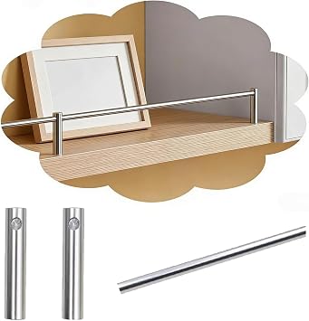 Metal Shelf Guard Rail Decorative, 8 16 24 32 40 48 Inch Long, Gallery Rail, Shelf Tipping, for Medicine Cabinet/Kitchen Display, Keeps Files & Books in PlaceSliver-b,44in/112cm