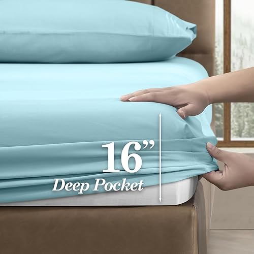 Vista 79 de Juego de sábanas de microfibra de 4 piezas prémium de calidad hotelera 1800 hilos, resistente a las arrugas, ultra suave y transpirable, juego