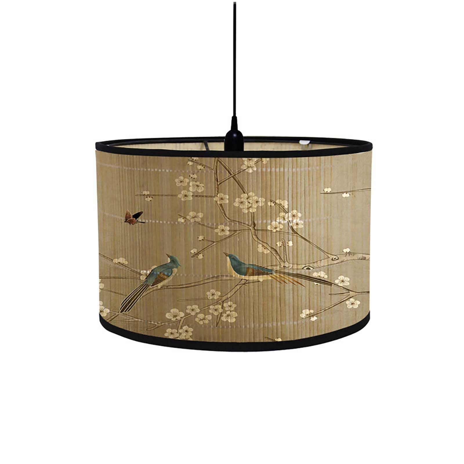 Retro Bamboo lampshade, Round Drum Shaped lampshade for Tables or Chandeliers, Suitable for Simple Ceiling Chandeliers in Living Rooms, bedrooms, corridors, and Reading Rooms (Style 21)