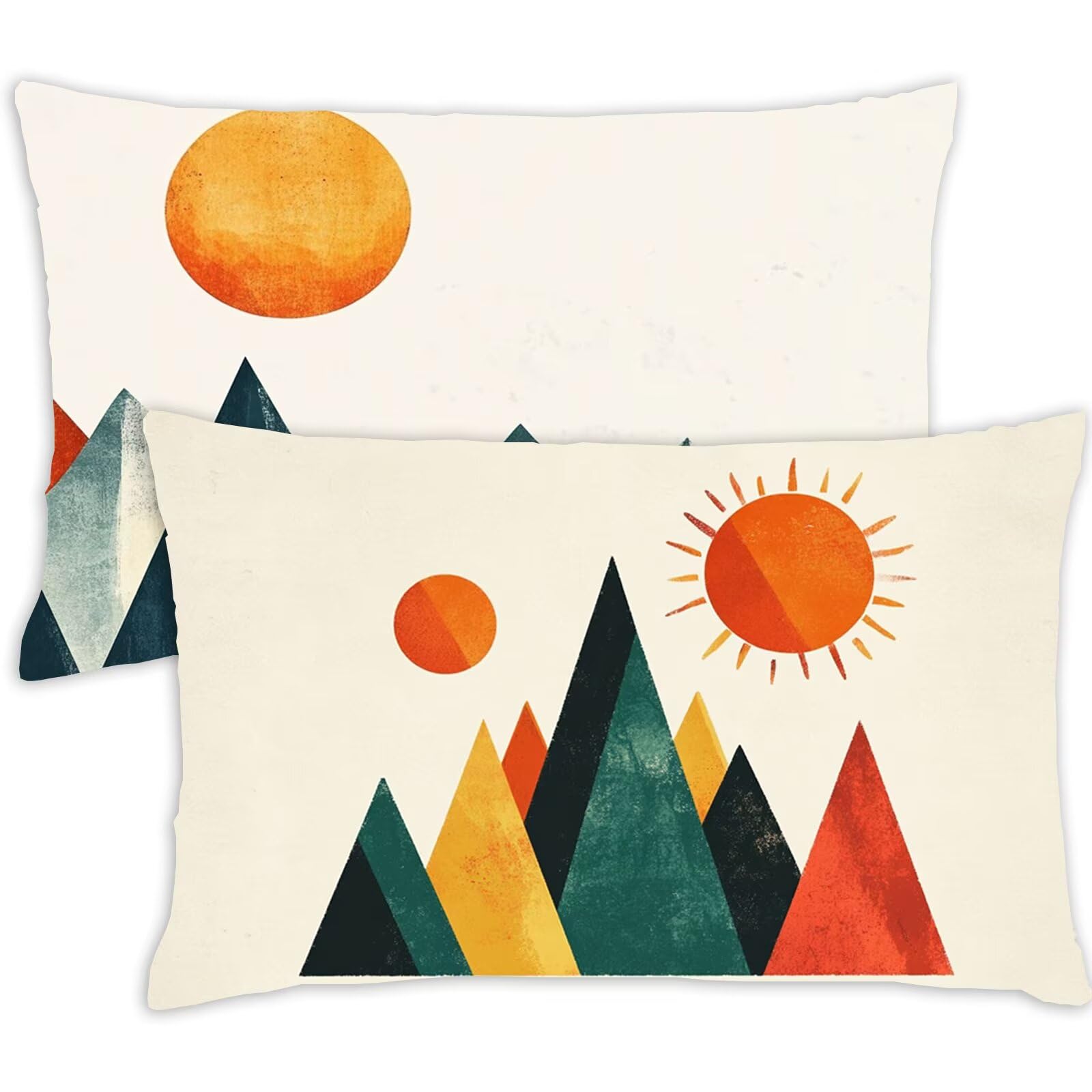 Pillow Cases 2 Pack 40 x 60 Cushions Beige Rectangle Cushion Covers 40cm x 60cm Mountain Double Sided Printing Velvet Pillow Covers with Invisible Zipper for Sofa Bedroom Autumn Decorations Gift,137-j
