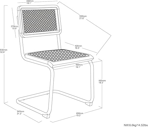 Miniatura 3 de SIMPLIHOME Madalyn Sillas de comedor  Juego de sillas de comedor modernas de madera de haya y ratán natural sin brazos en natural y contemporáneo
