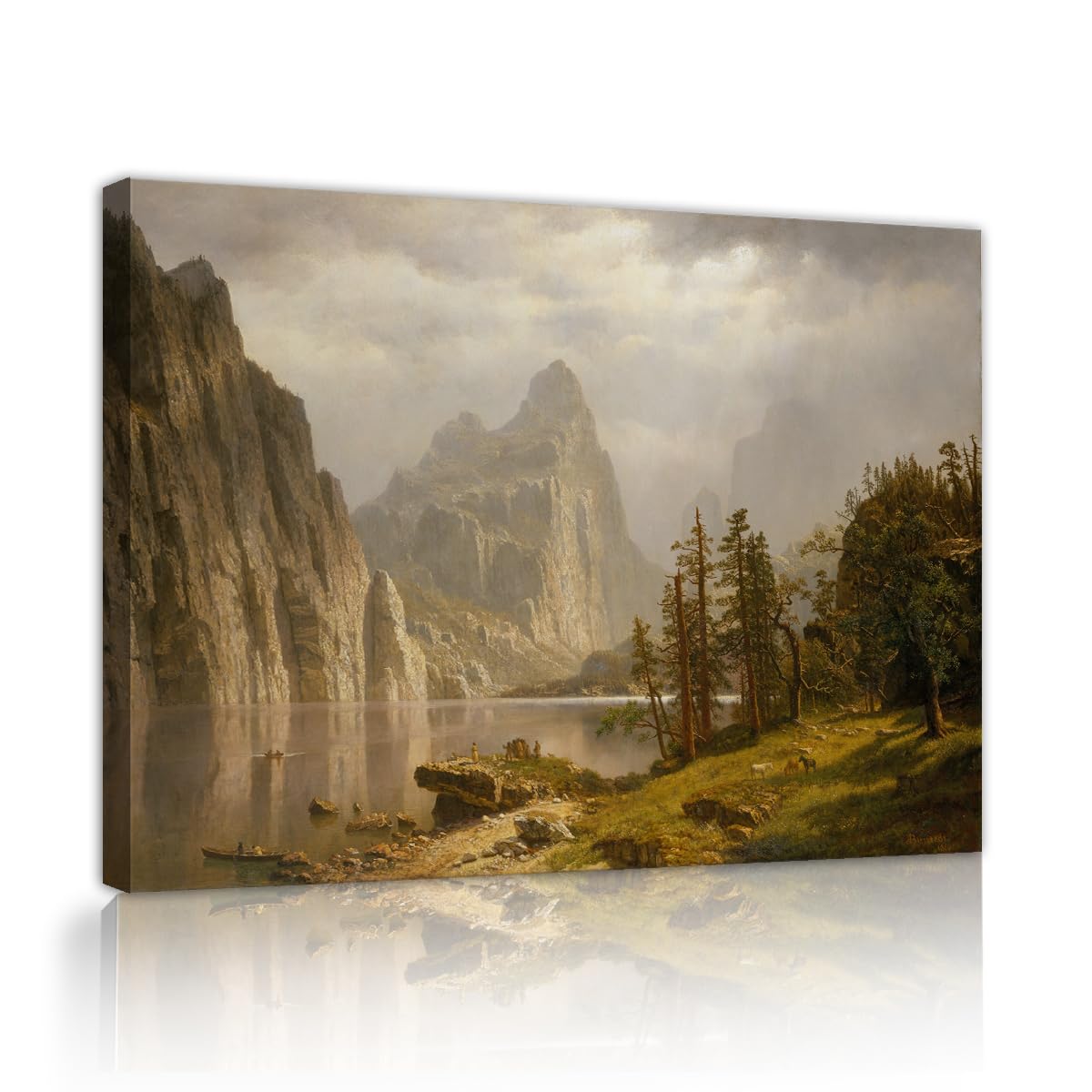 CHERHERART Rzeka Merced, dolina Yosemite, płótno, sztuka ścienna, obraz, góra, zielony, botaniczny, do domu, jadalni, sypialni, biura, gabinetu, dekoracja, 60 x 90 cm