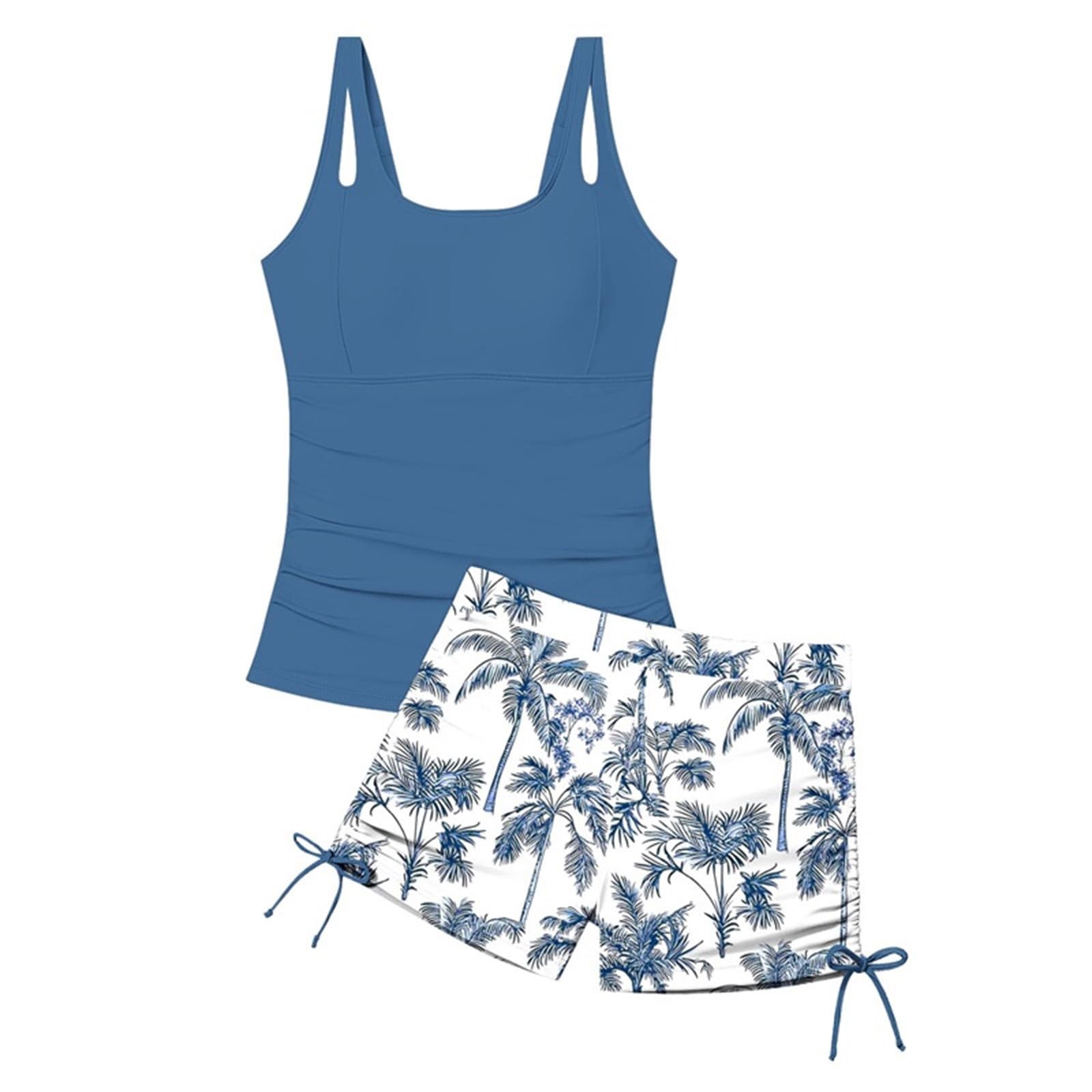 Tankini pour adolescentes 2 pièces - Maillot de bain rembourré - Haut + short de bain - Imprimé hawaïen