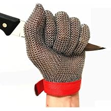 Metal Anti Cutting Chain Mail Gloves, Chef Butcher Meat Cutting stab Proof Gloves, Adjustable Wrist Strap Size 1PCS/L