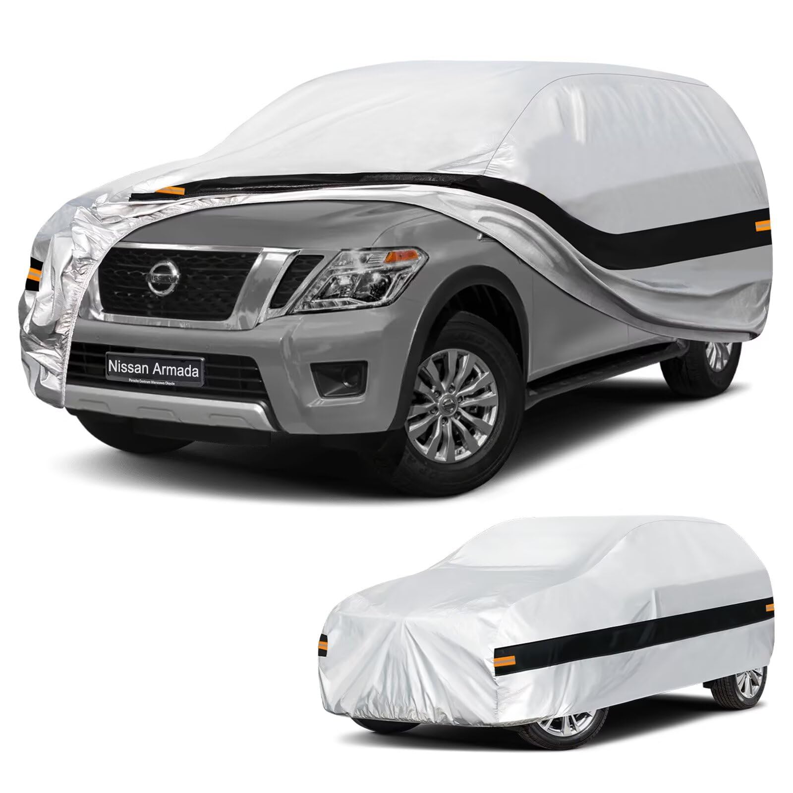 Holthly 10 Layers SUV Car Cover Custom Fit for Nissan Armada (2003-2026), Waterproof All Weather for Automobiles, Outdoor Full Cover Sun Dust Rain Protection with Cotton. Silver