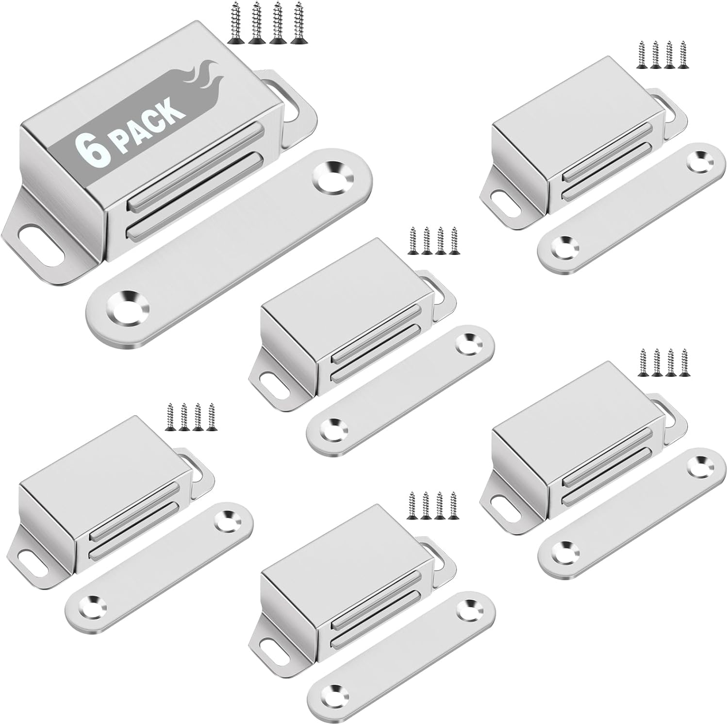 GroTheory 6 Pack Door Catch, Stainless Steel Door