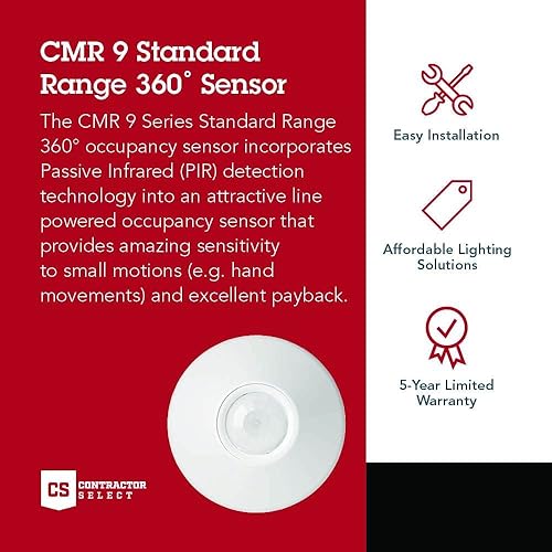 Miniatura 2 de CMR 9 - Sensor infrarrojo pasivo de ocupación, montaje en techo, alcance estándar, color blanco