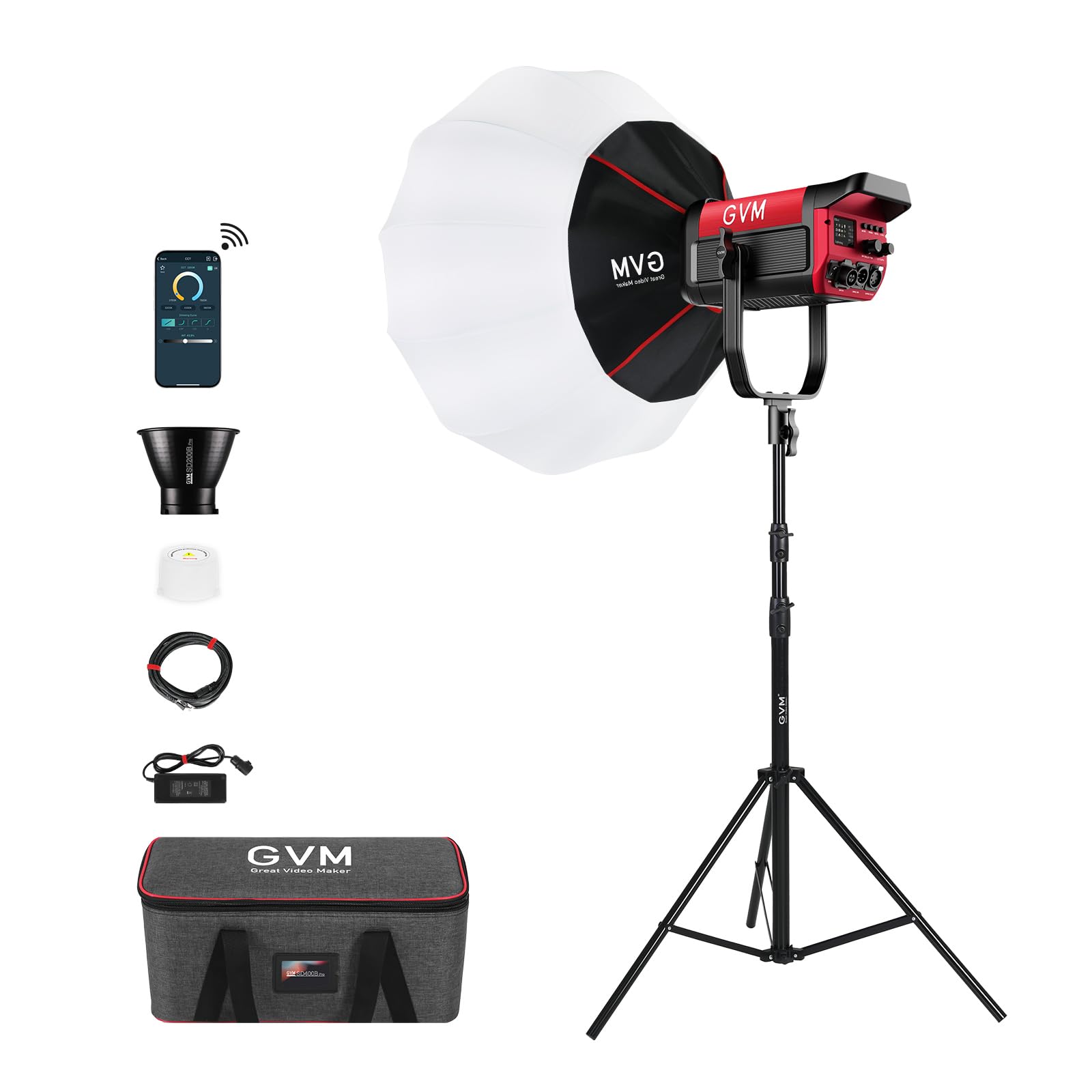 GVM LED Video Light Studio with Softbox, 200w Photography Lighting Kit with Bluetooth Mesh Network/DMX Control,45400lux/1m Continuous Lighting Kit for