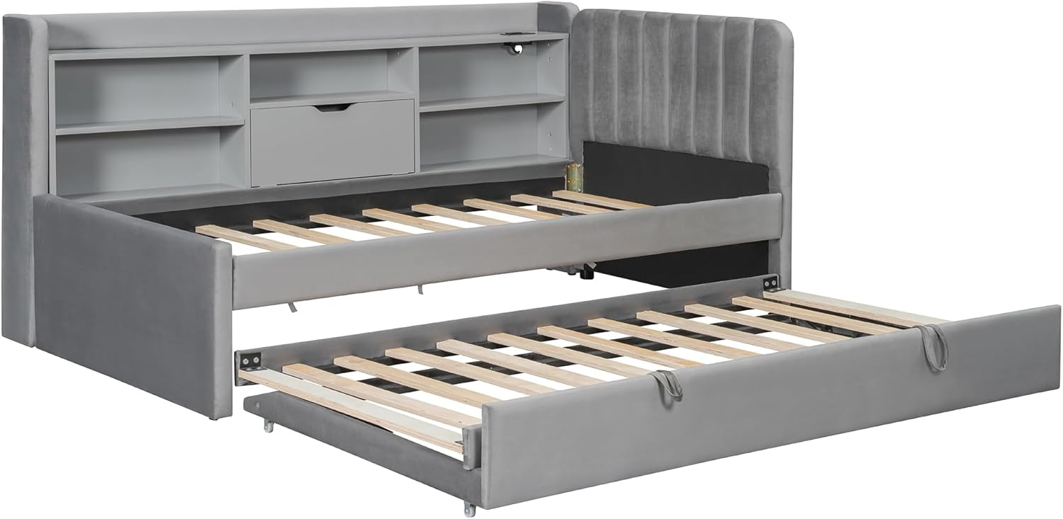 Polibi Trundle Daybed with trundle extended