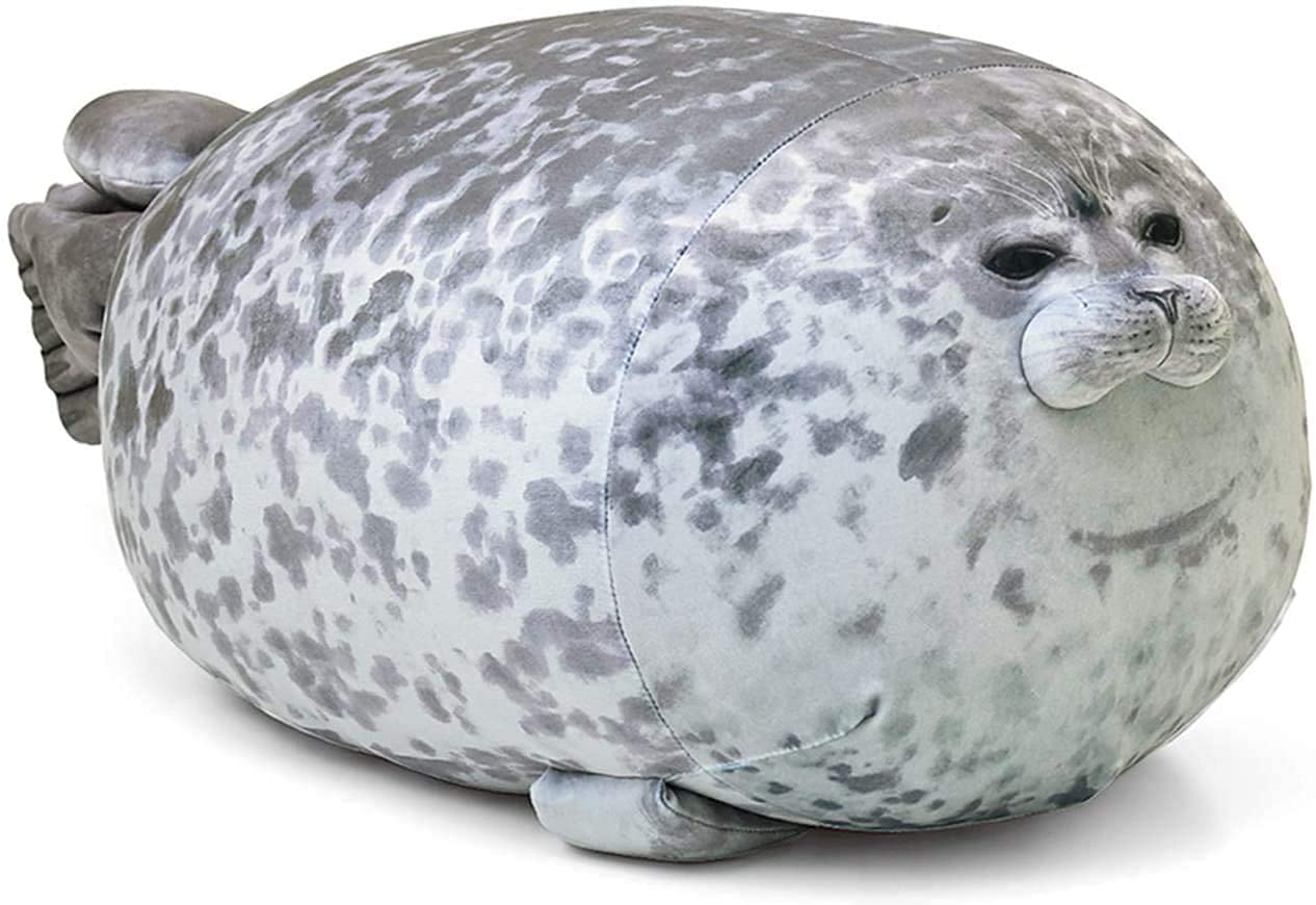 Boven Cute Blob Seal Pillow, Soft Chubby Hug Stuffed Cotton Animal Plush Pillow Toy (White,XL)