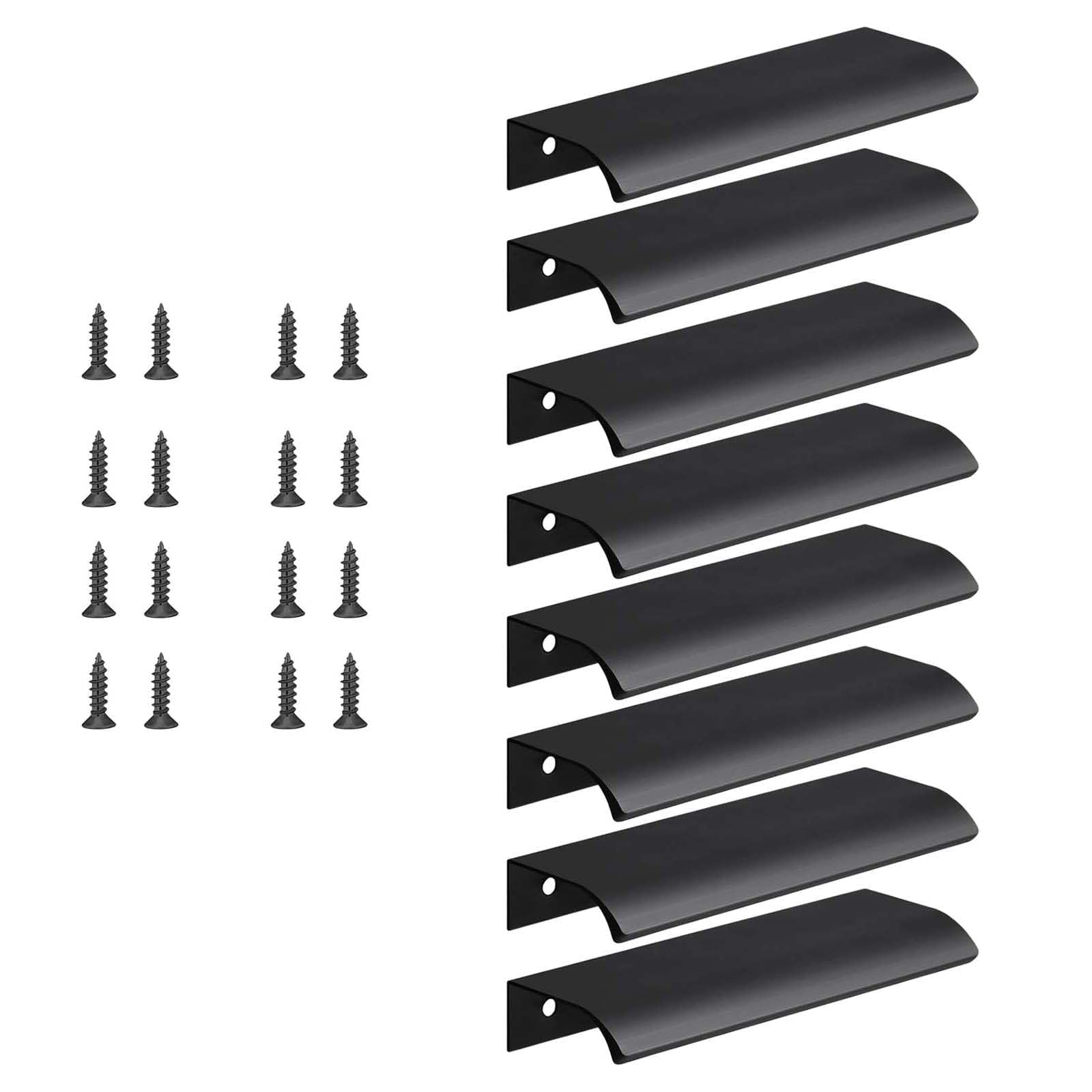 BRIOTA 8 Pcs Black Kitchen Handles, 120mm Wardrobe Door Kitchen Cupboard Handles, Finger Edge Pulls Aluminum Black Drawer Handles for Bathroom Bedroom Drawer Cupboard Pulls Handle — image 1