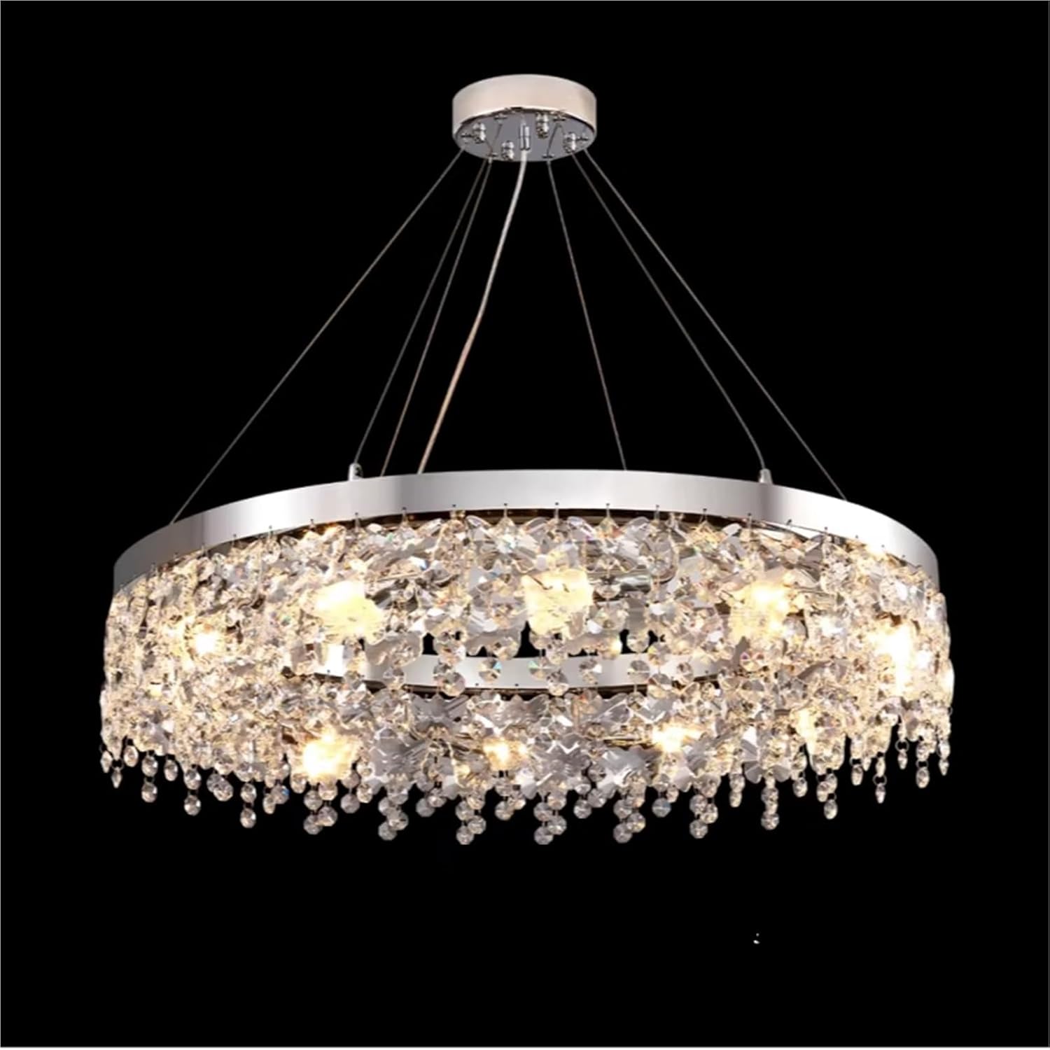 Modern Luxury Round Crystal LED Chandelier Living Room Ring Hanging Light Interior Decoration Light Dining Room Lighting Fixture,for Decoration