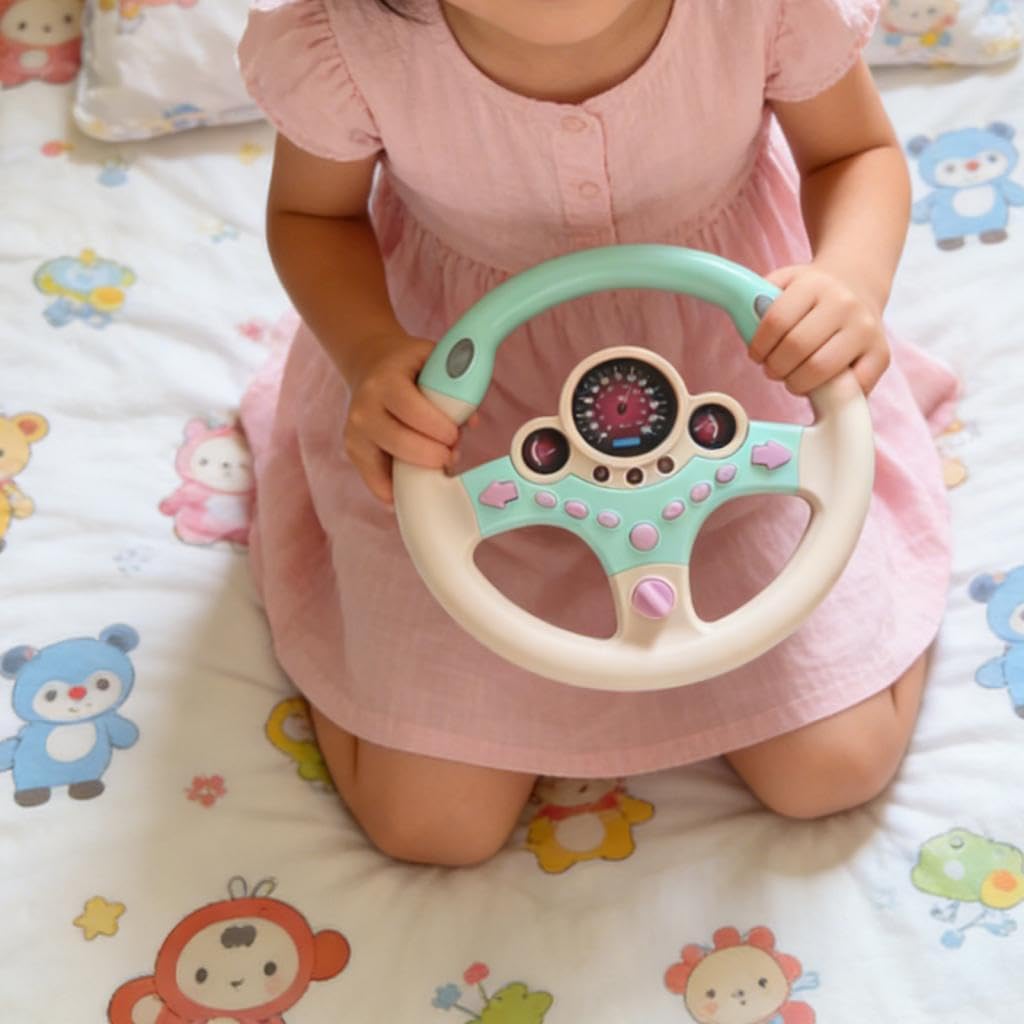 Simulazione Volante Giocattolo Volante per Bambini con Sensori di Movimento Funzione di Guida Simulata E Musica Adatto per Gioco di Ruolo Regalo, Rosa