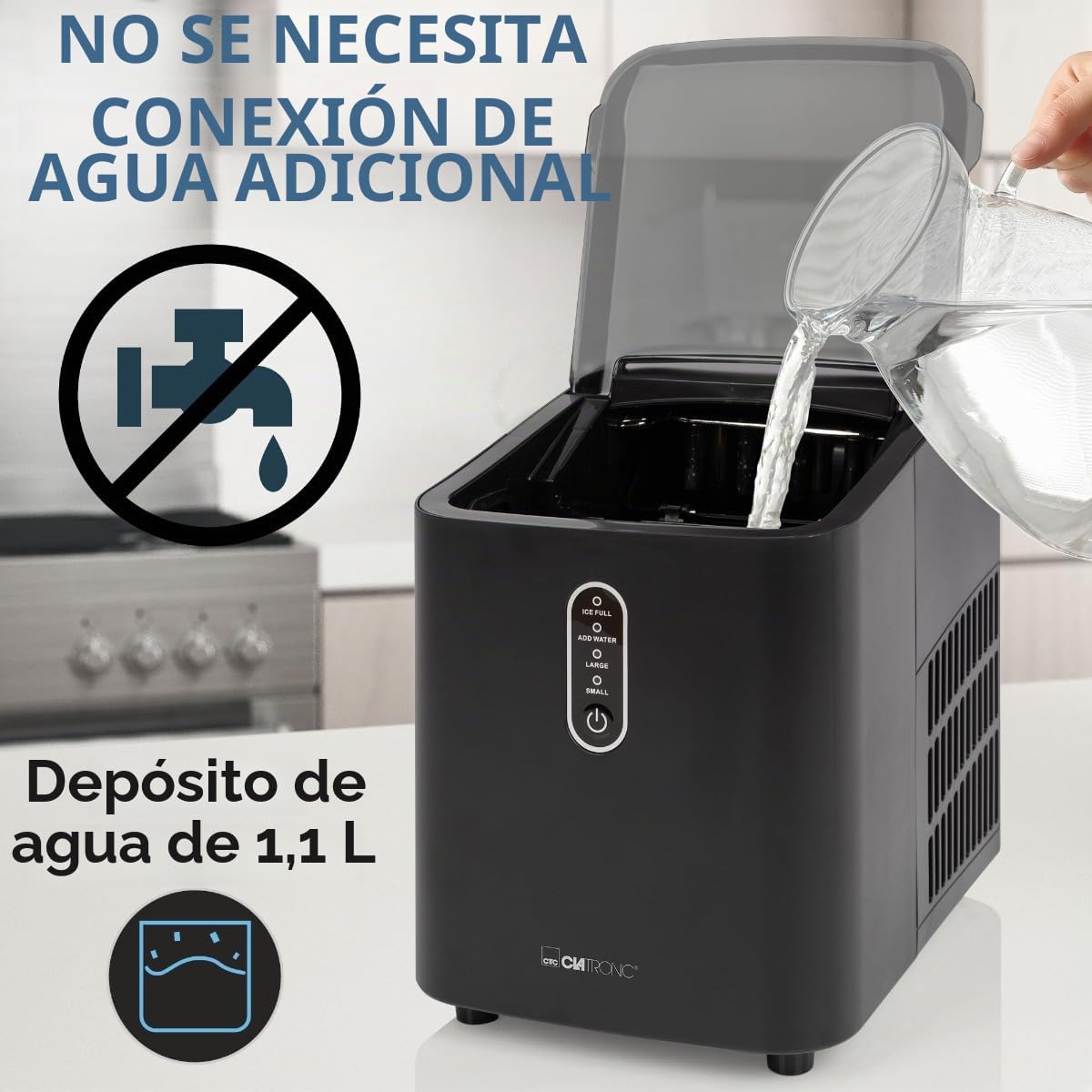 Clatronic EWB 3798 Machine à glaçon incornporé/sur pied 12 kg/24h 120 W Noir