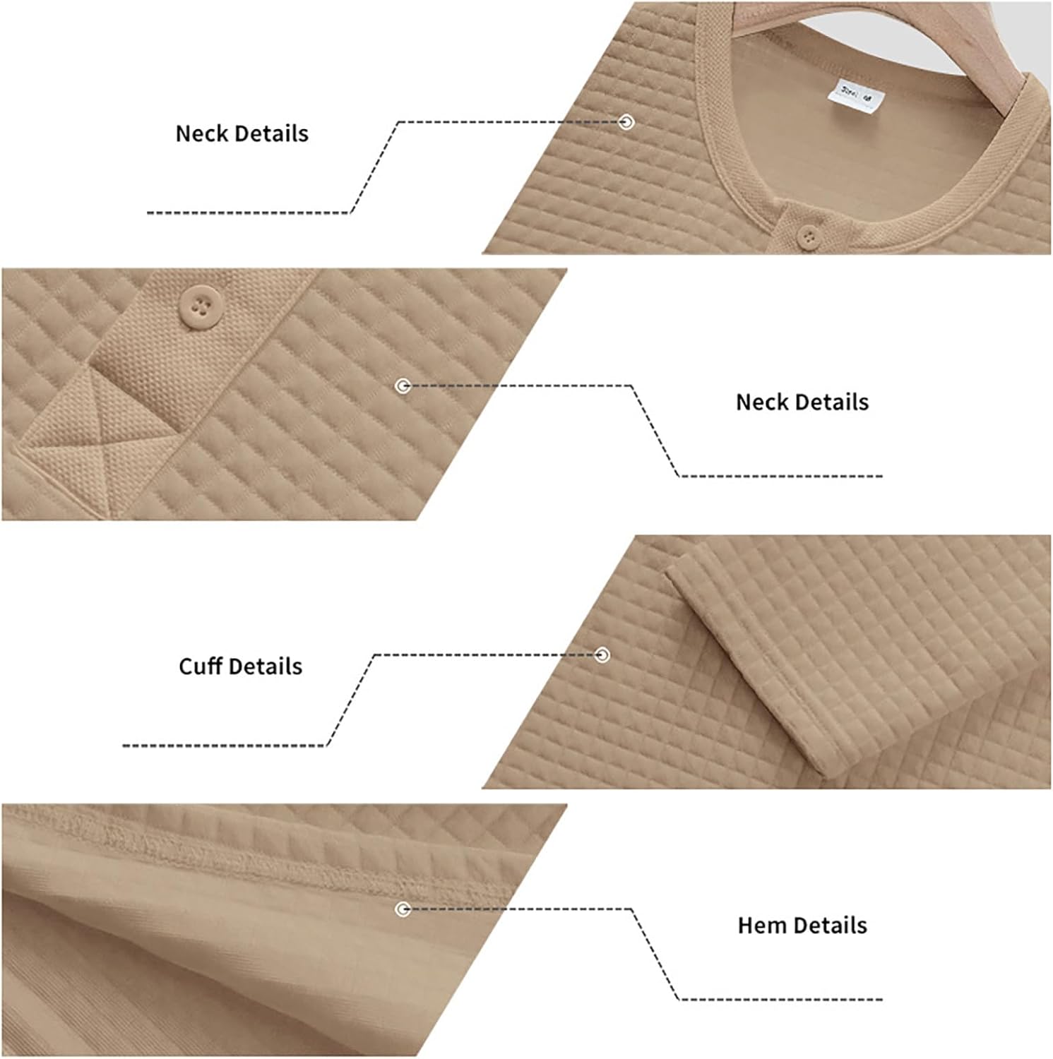 Men's Henley Shirts Long Sleeve Casual Waffle T-Shirts Button Pullover Sweaters Tee Shirt - Image 6