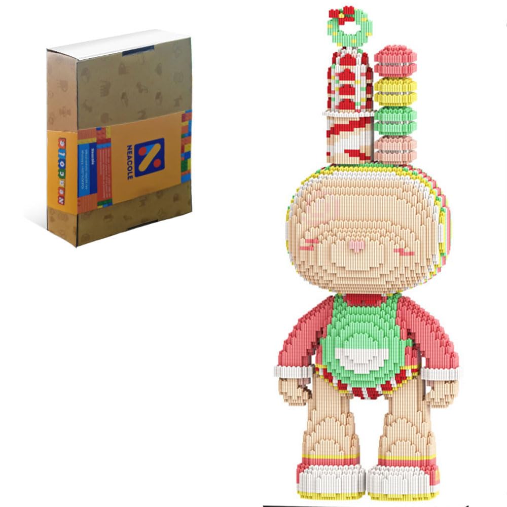 Neacole Rabbit Building Blocks (8000PCS) 55CM Rabbit Building Bricks, Micro 3D Animal Building Blocks for Adults & Kids,Home & Office Decor, Birthday & Valentine's Day Gifts (Burger Rabbit)