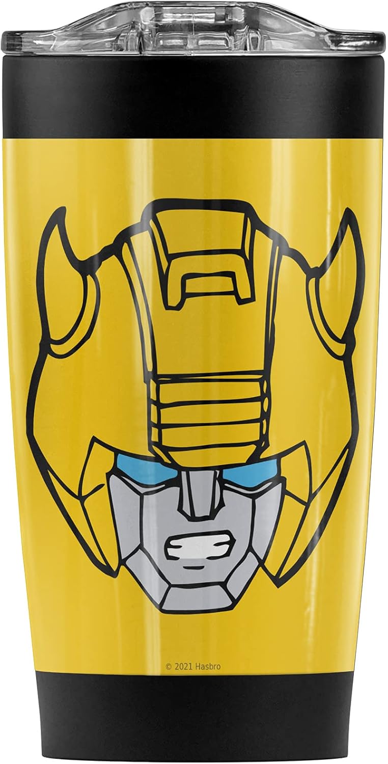Transformers Bumblebee Head Stainless Steel Tumbler 30 oz Coffee Travel Cup, Vacuum Insulated & Double Wall with Leakproof Sliding Lid