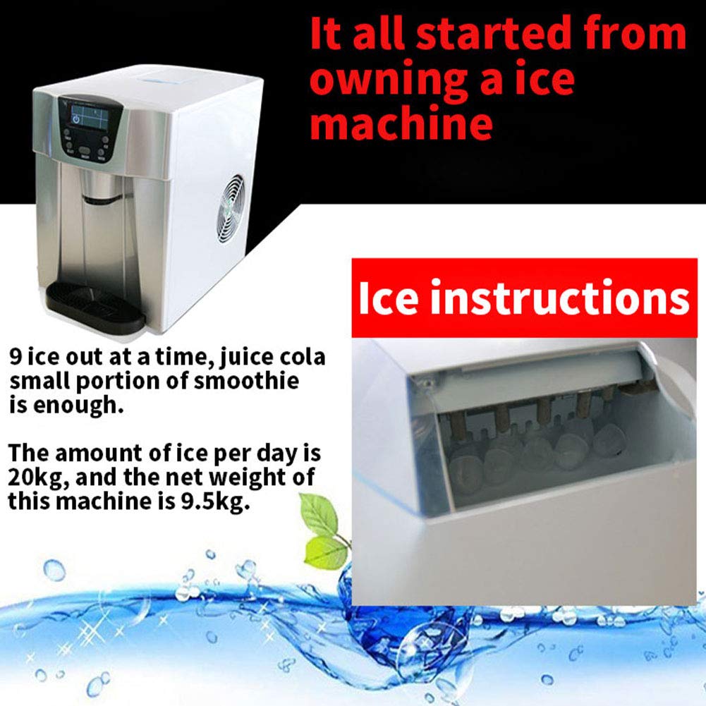 Countertop Ice Maker Water Dispenser - 3 Liter Kitchen Ice Machine Easy-Touch Buttons Get Ice In 9 Minutes Produces 44 Lbs Ice In 24 Hours Water Cooler on Fridge.com - View 2